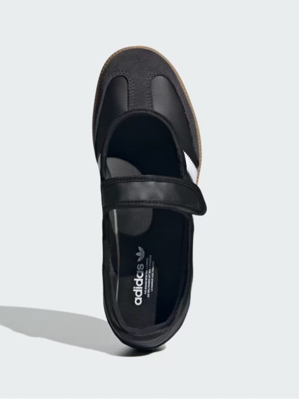 adidas Black Leather Mary Jane Sneakers with White Stripe